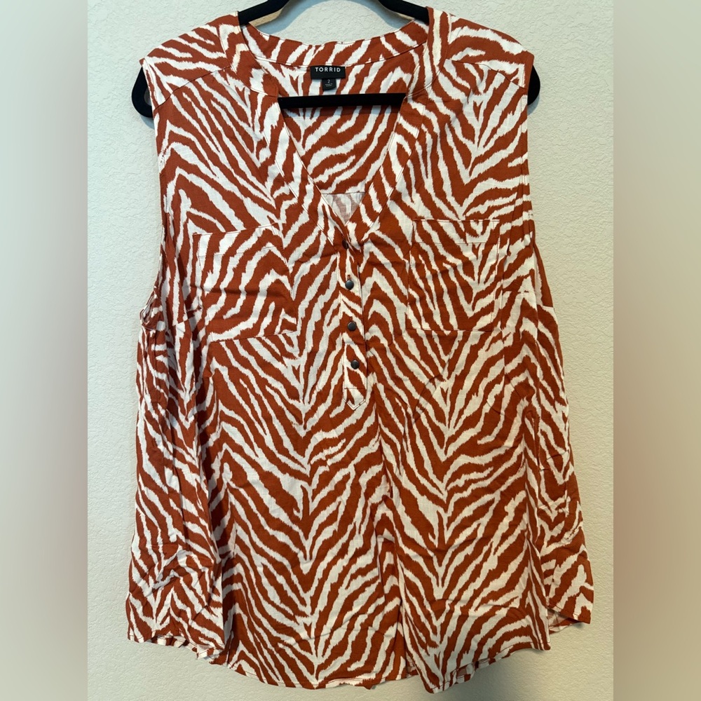Torrid Zebra Print Blouse - Brown and White